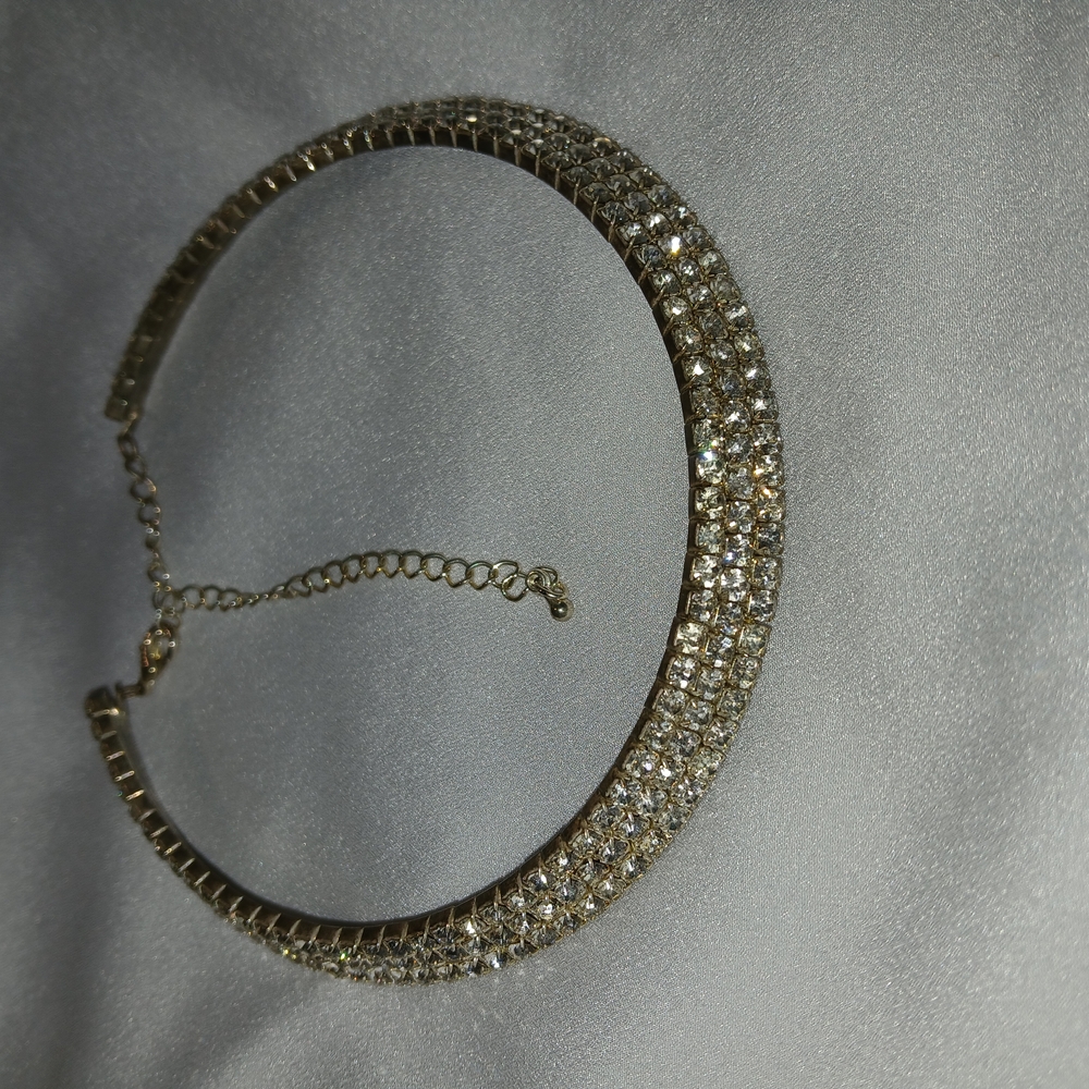 Vintage Silver Rhinestone Choker Necklace
